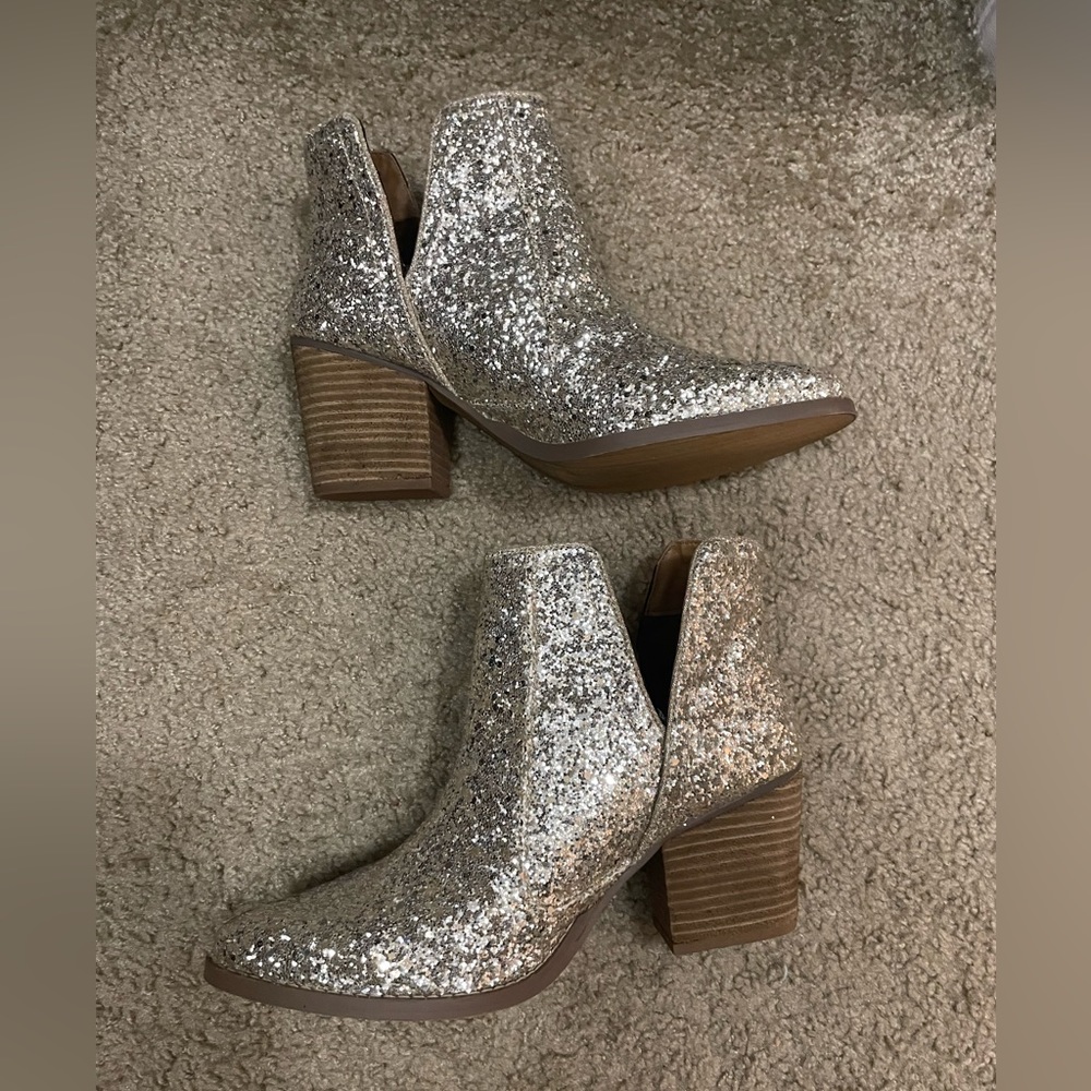 Glitter Gold Booties Western Cowboy Boot Mini